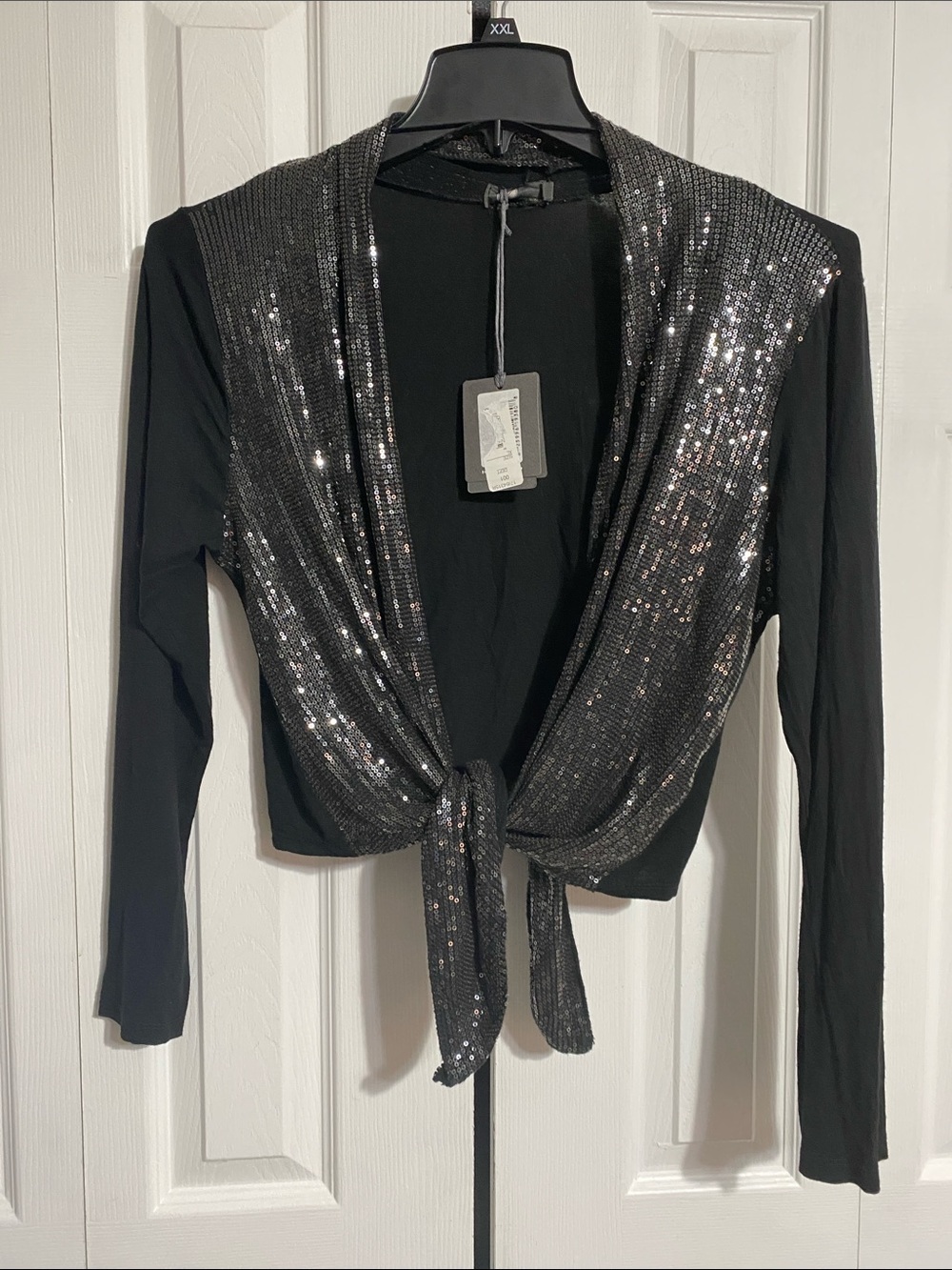 M Made in Italy NWT black sequin cardigan top shirt size XL